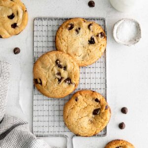 chocolate chip cookies on a wire rack