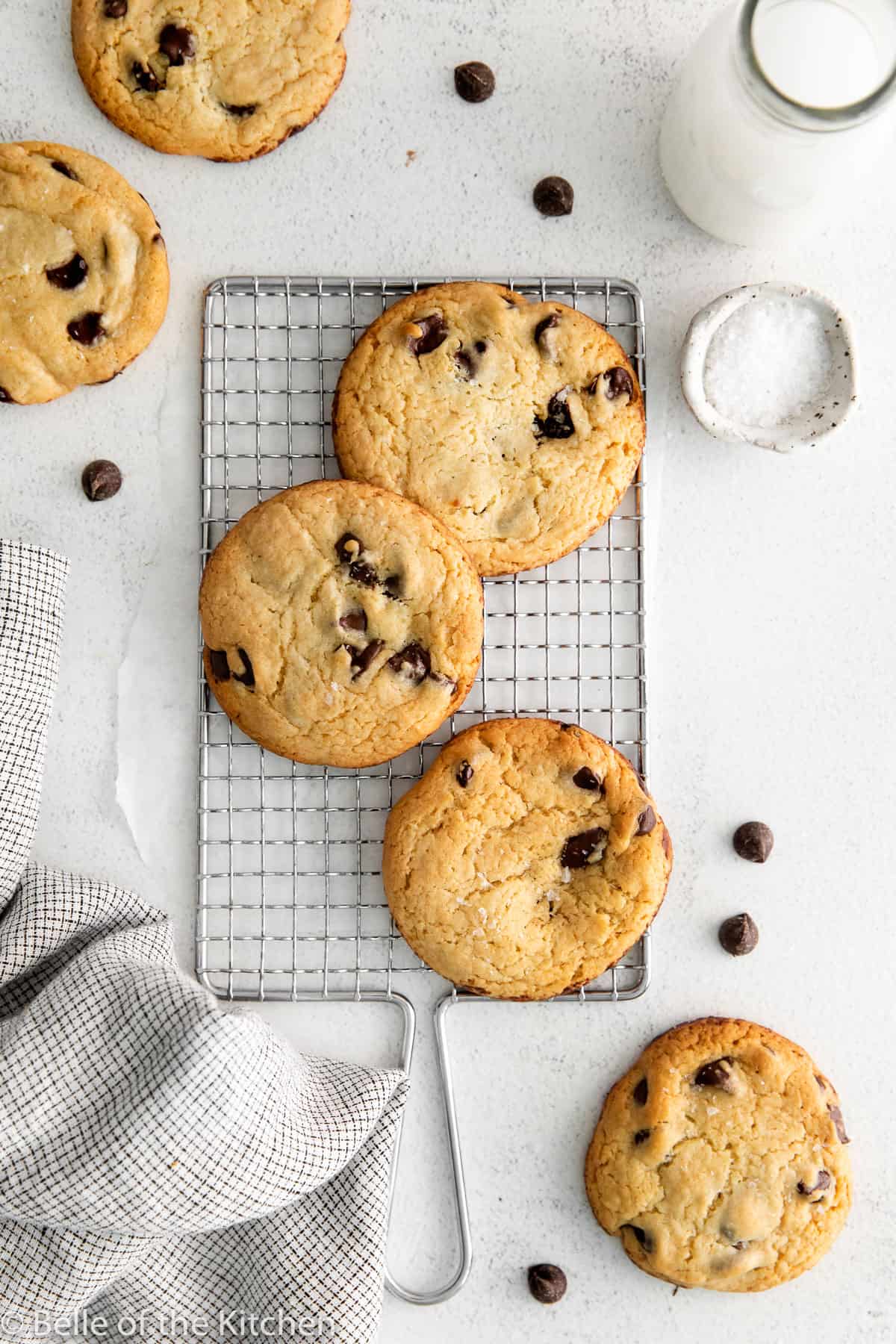 chocolate chip cookies on a wire rack