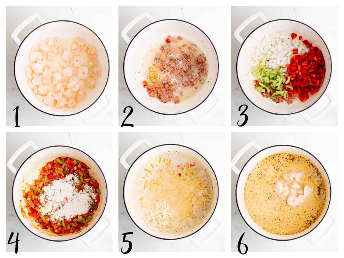 step by step photos for making shrimp and corn chowder