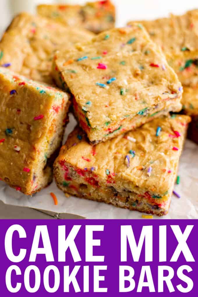 cake mix cookie bars on a wire rack.