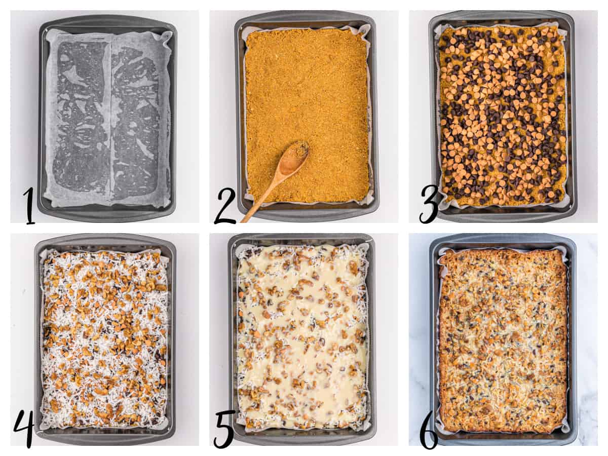 how to make seven layer magic bars step by step photos.