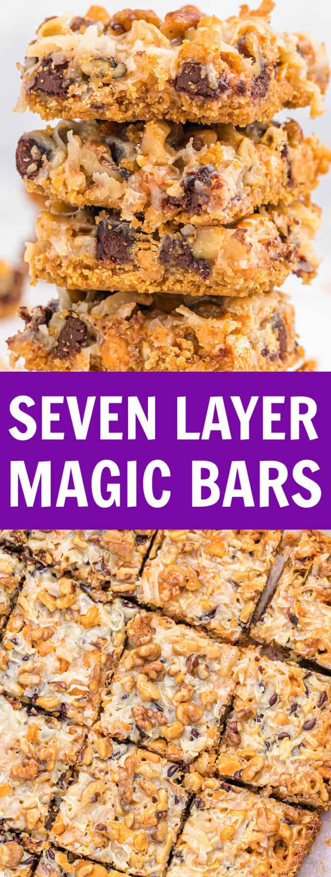 a stack of seven layer magic bars.