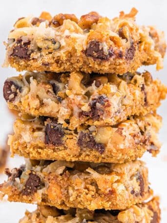 a stack of 7 layer bars.