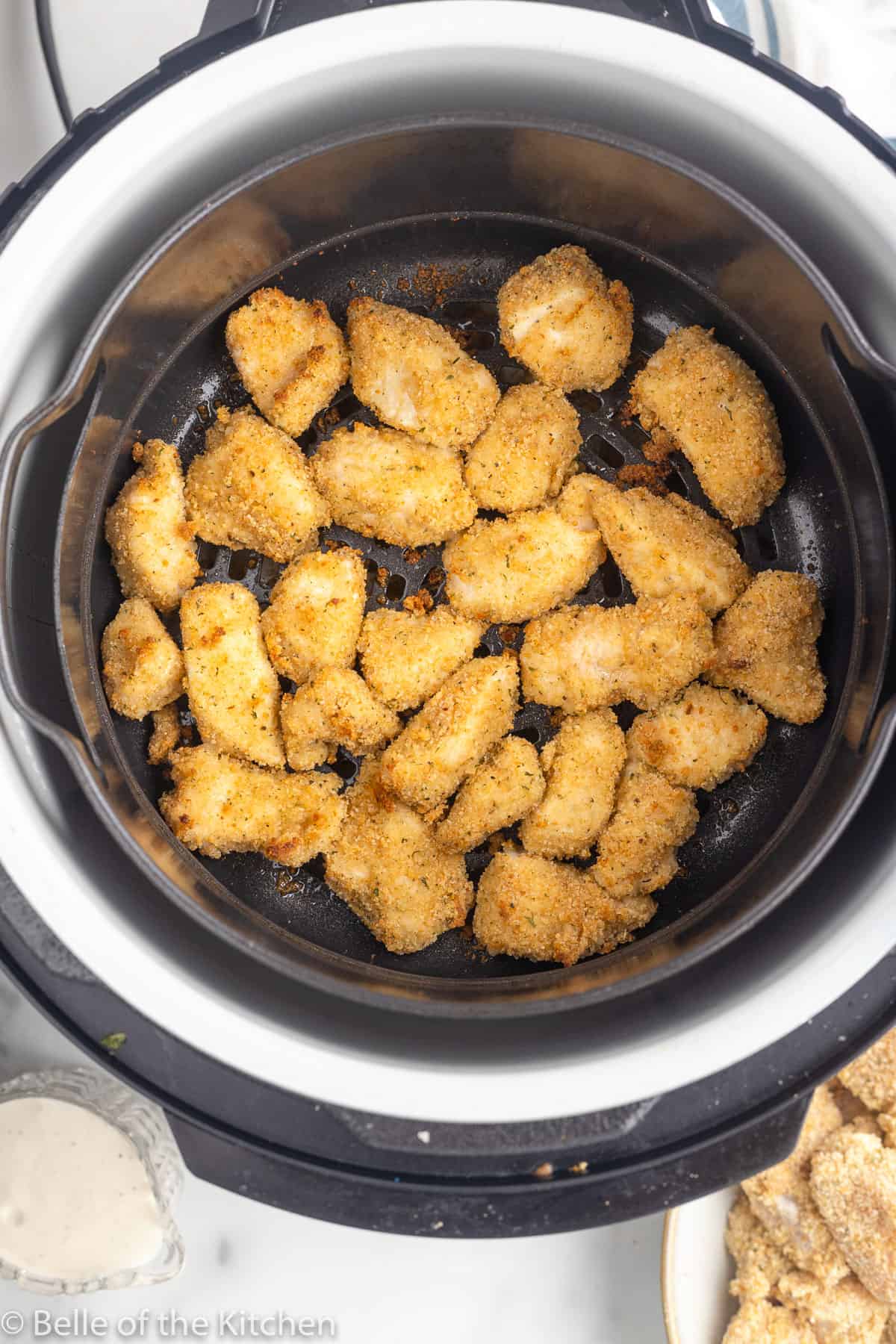 chicken nuggets in an air fryer.