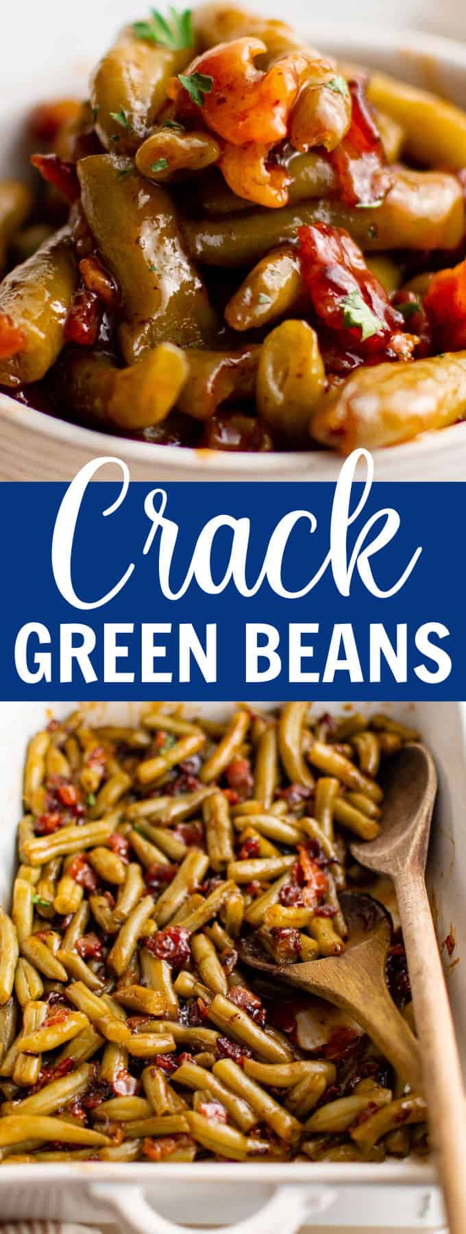 a white bowl of crack green beans.