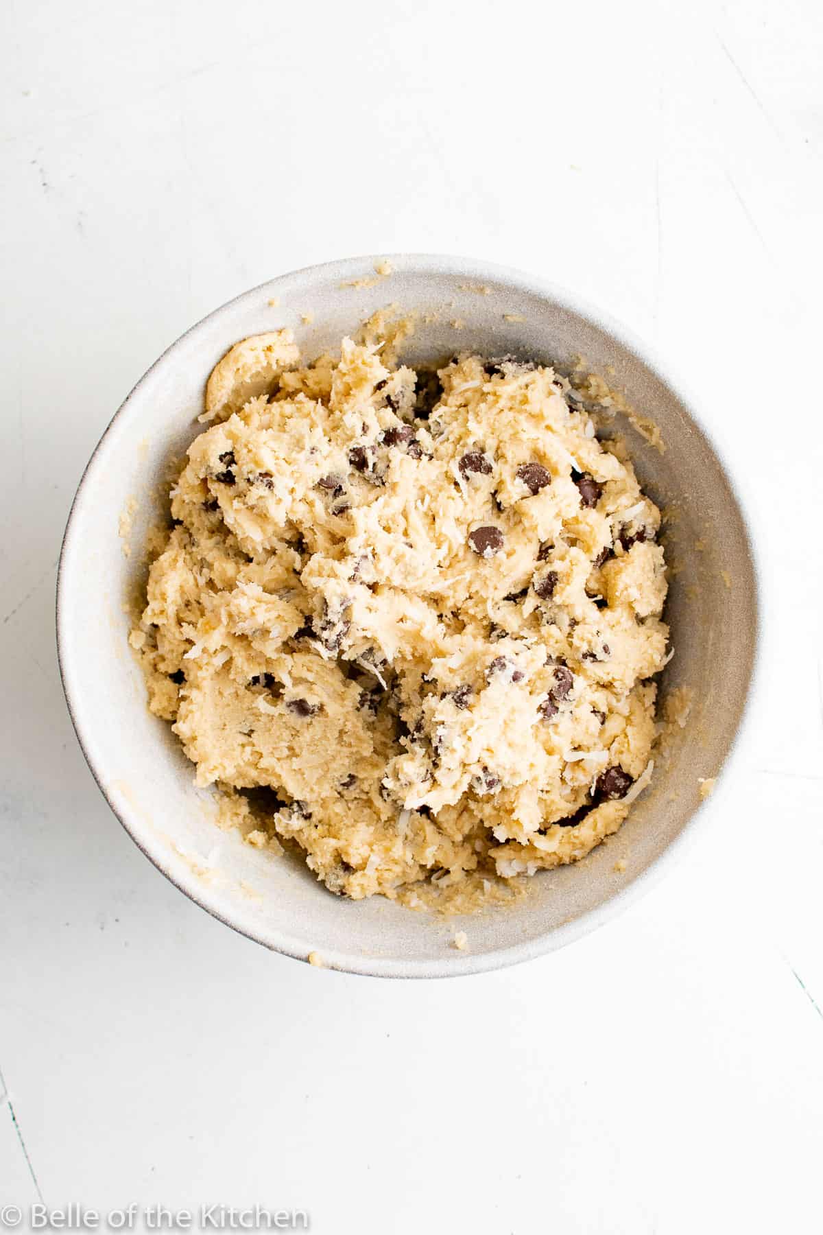 a bowl of cookie dough.