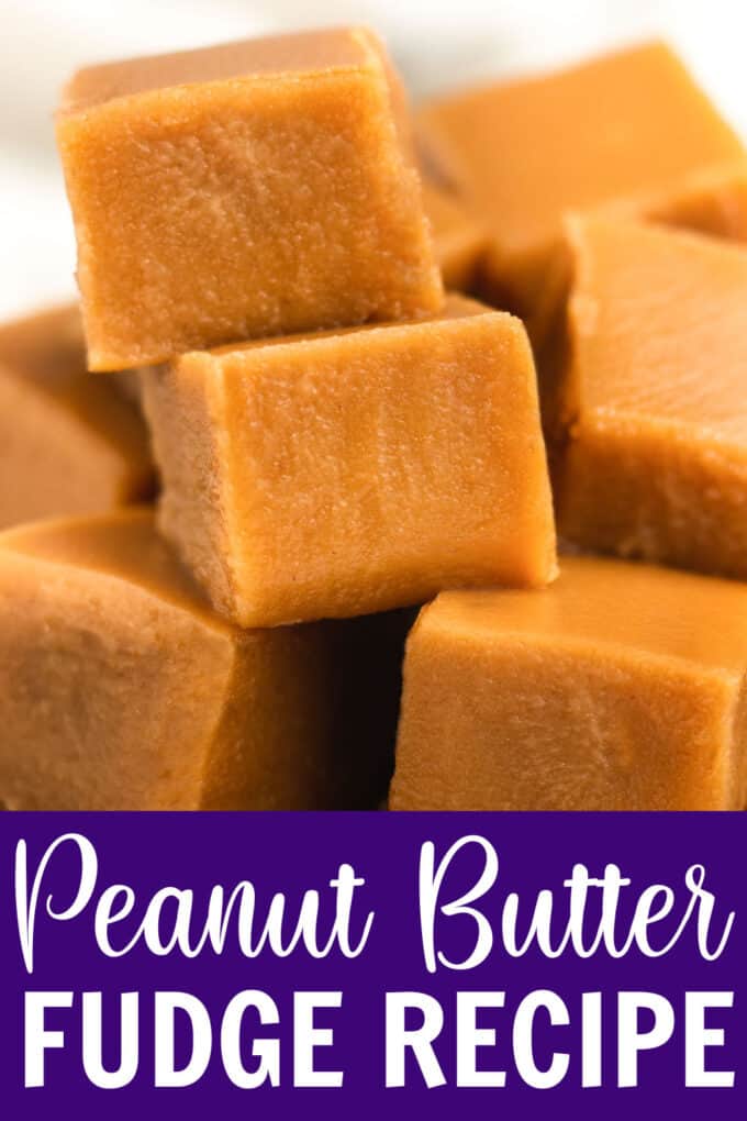 stacked with pieces of peanut butter fudge.