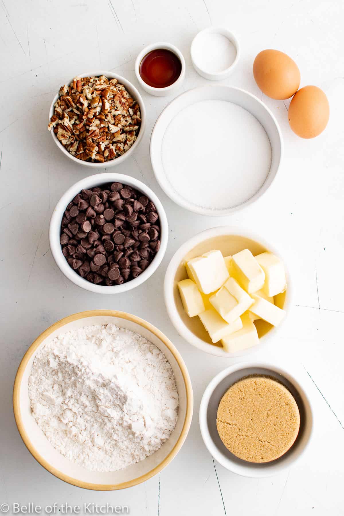 ingredients in bowls on a counter top.
