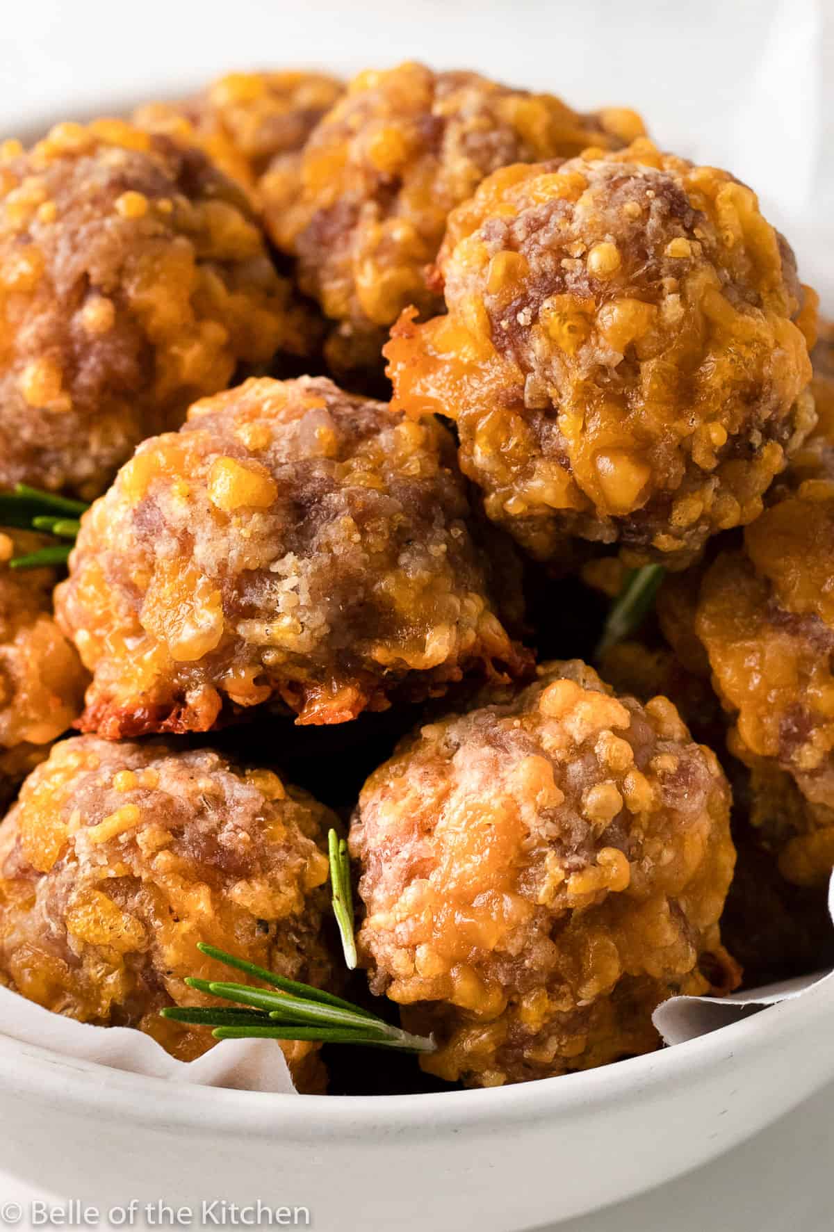 an up close picture of sausage balls.