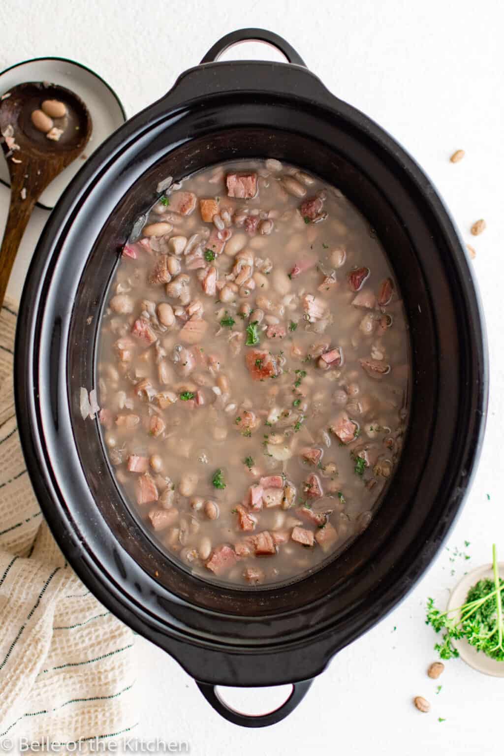 Crockpot Ham and Beans Belle of the Kitchen