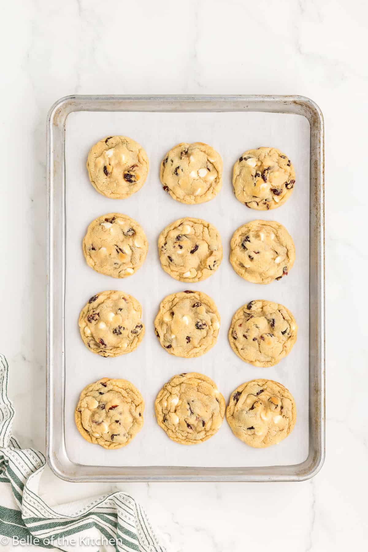 baked cookies on a cookie sheet.