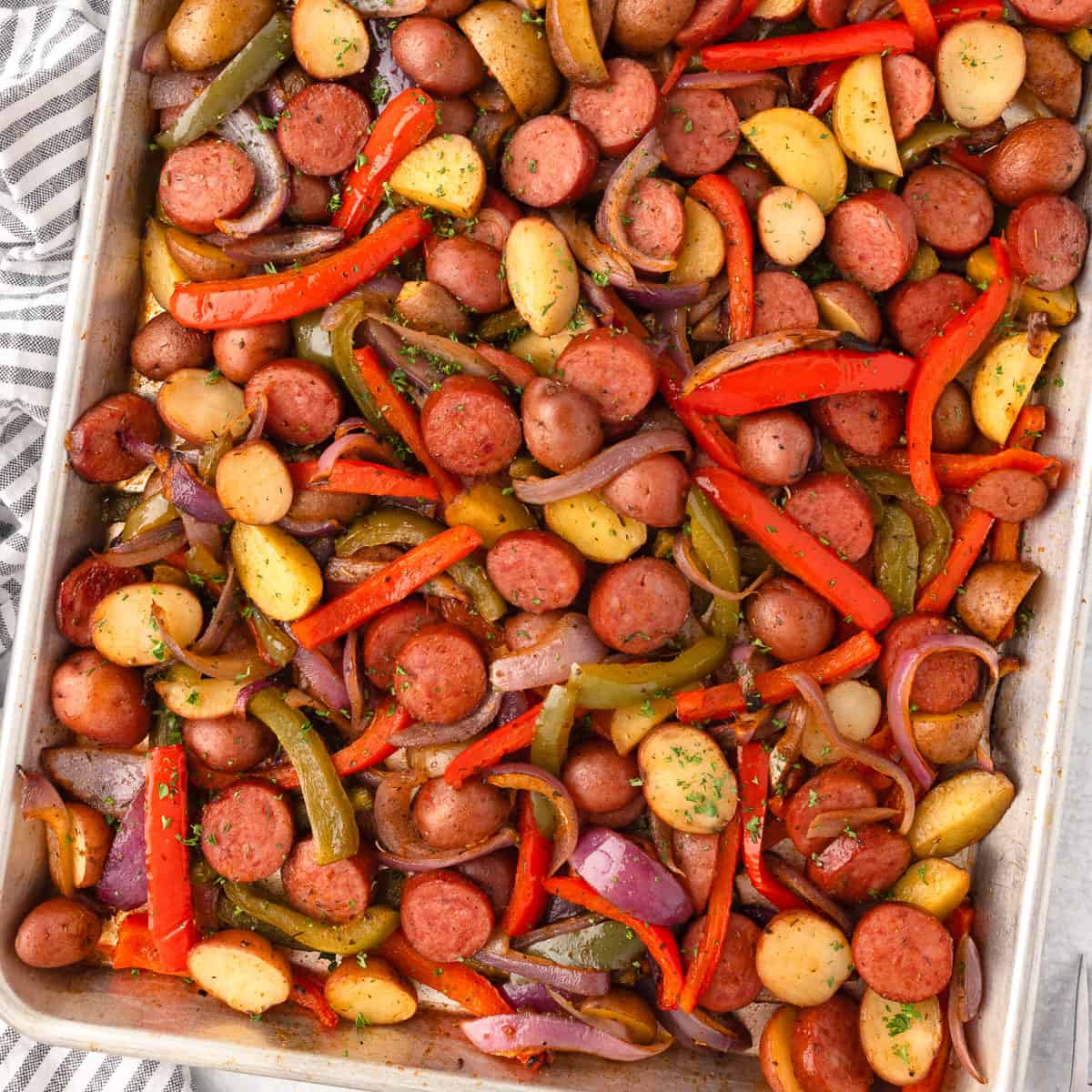 Sheet Pan Sausage, Peppers, and Potatoes