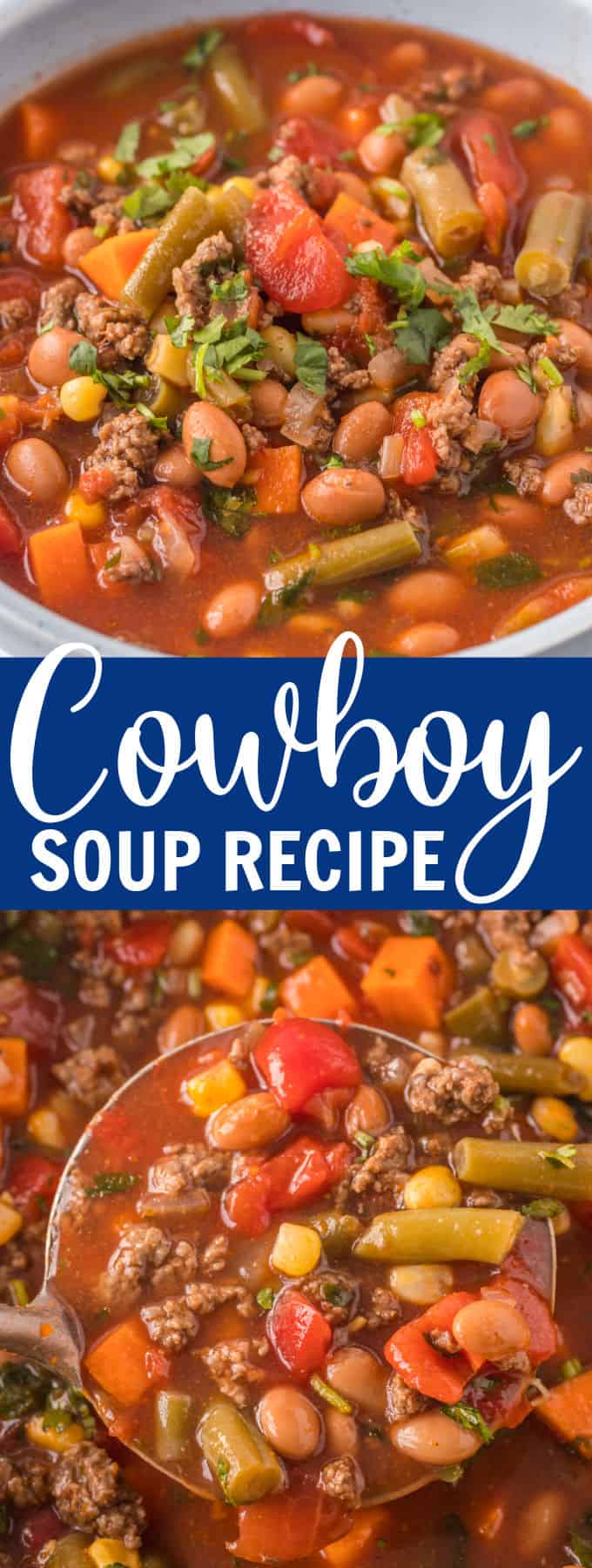 a close up of a bowl of cowboy soup.