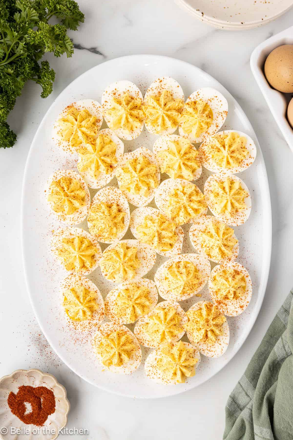 deviled eggs on a plate.