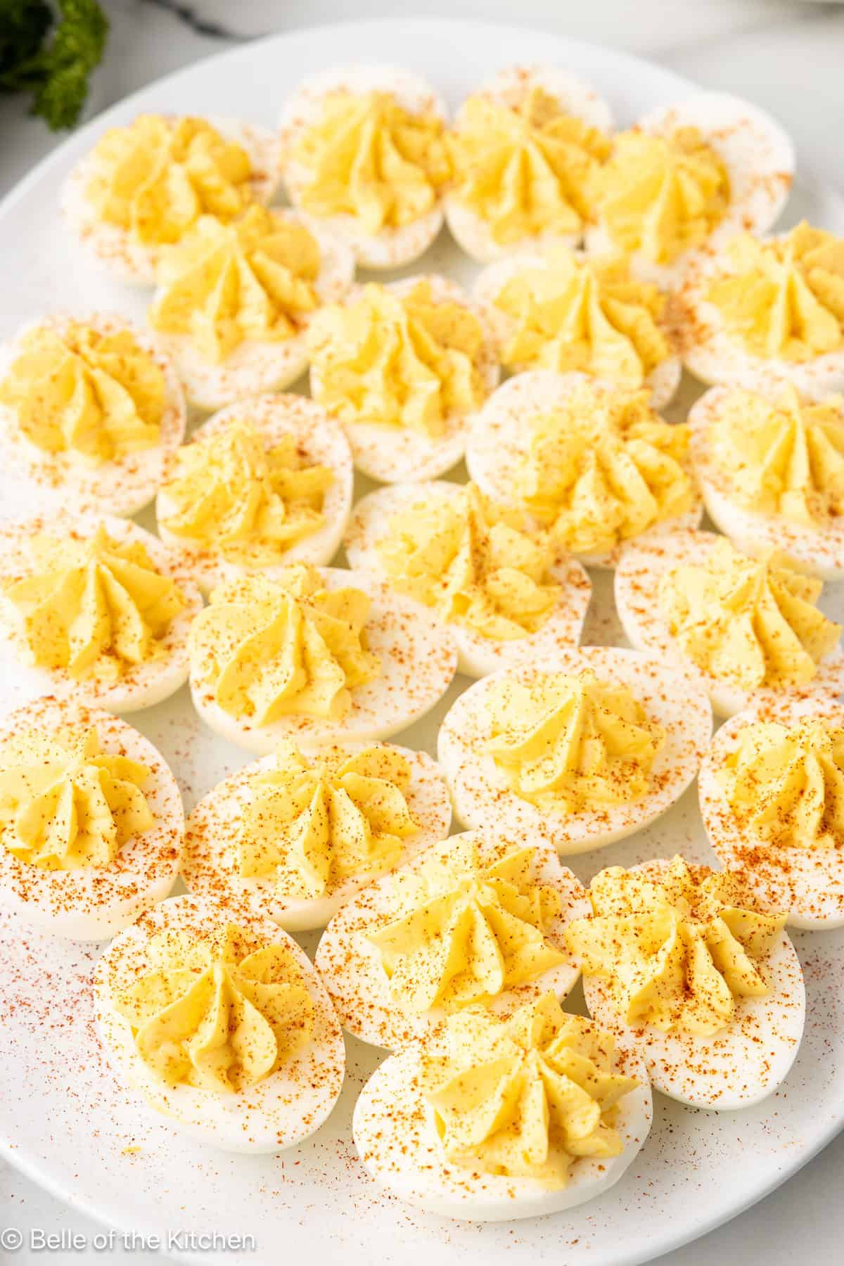 deviled eggs on a plate.