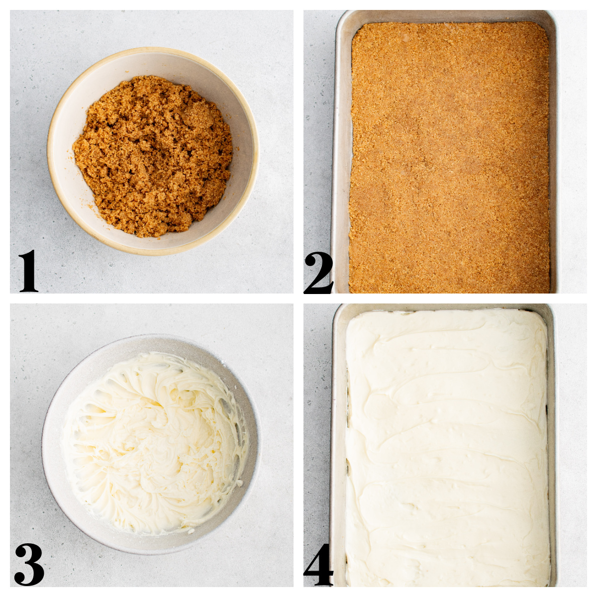 step by step photos for how to make a banana split cake.