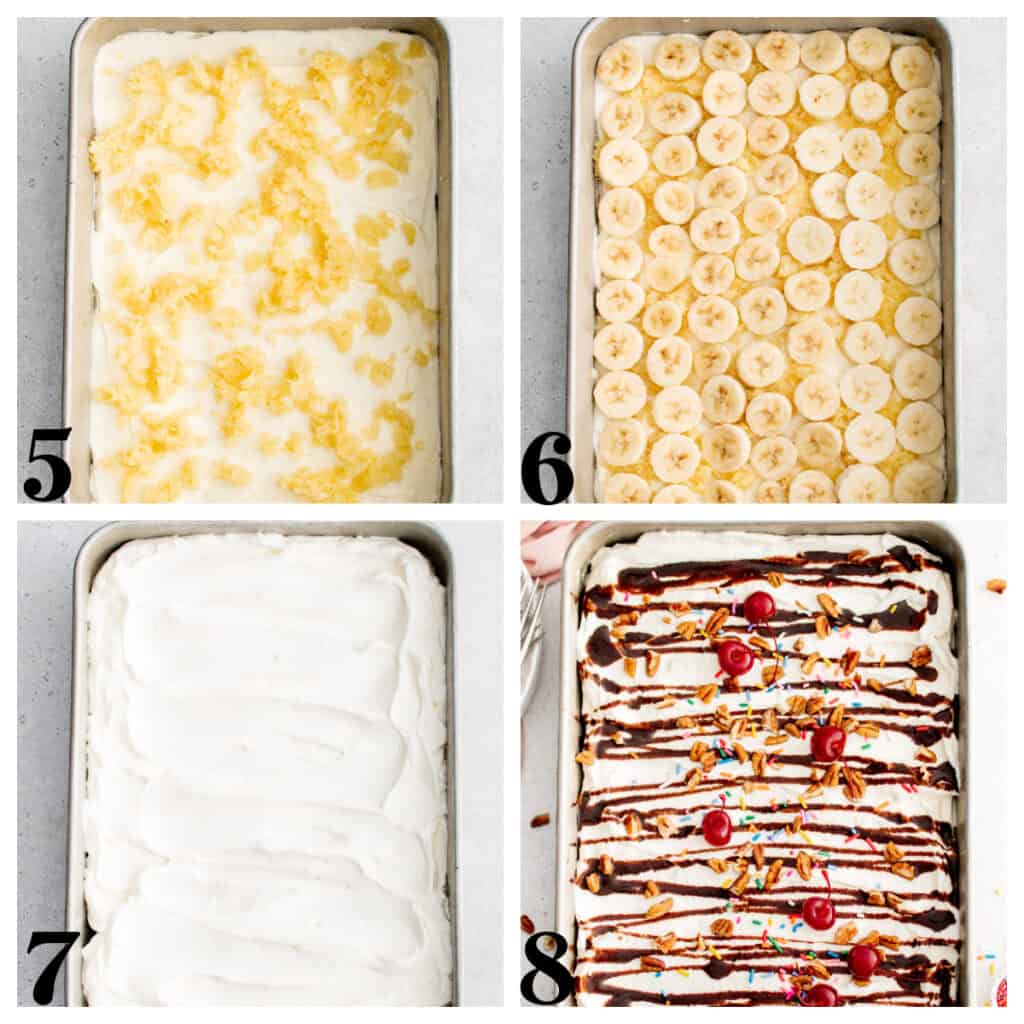 No Bake Banana Split Cake - Belle of the Kitchen