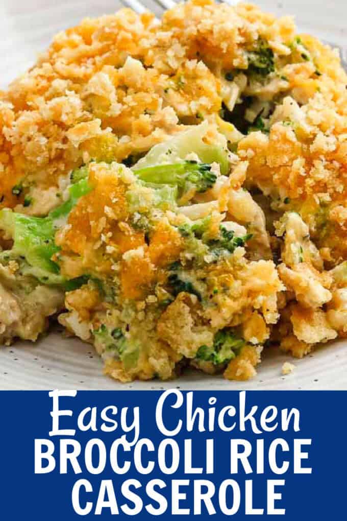 Chicken broccoli rice casserole on a plate.