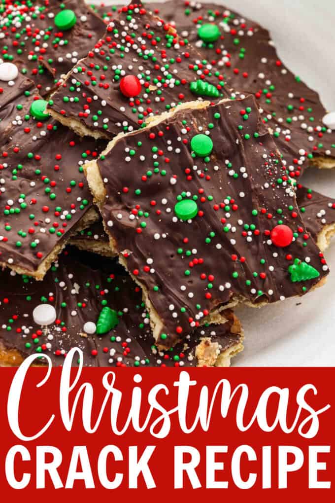 A stack of christmas crack (toffee) on a white plate.