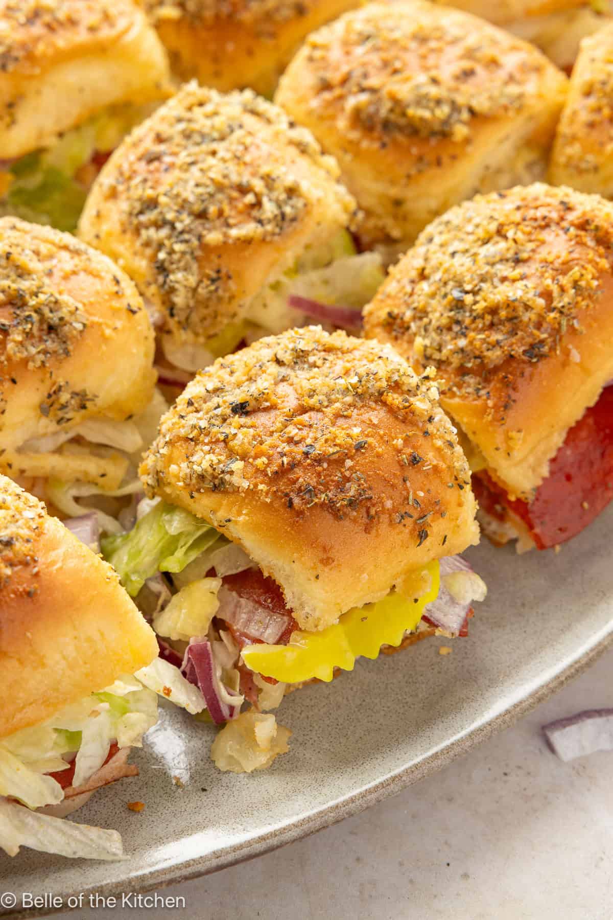 Slider sandwiches on a platter.