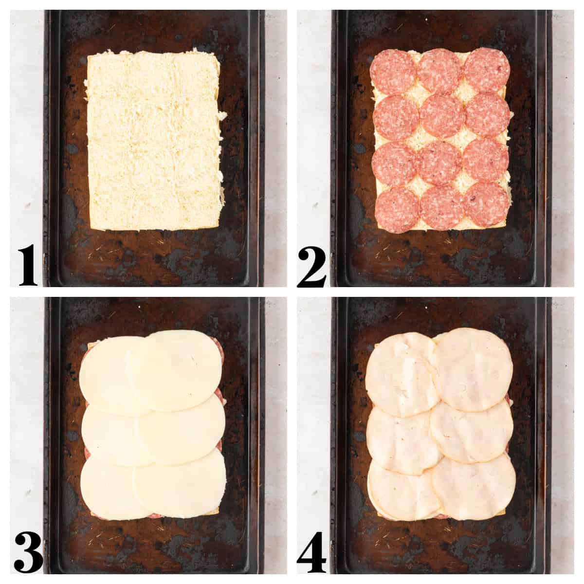 Step by step photos for how to make Italian sliders.