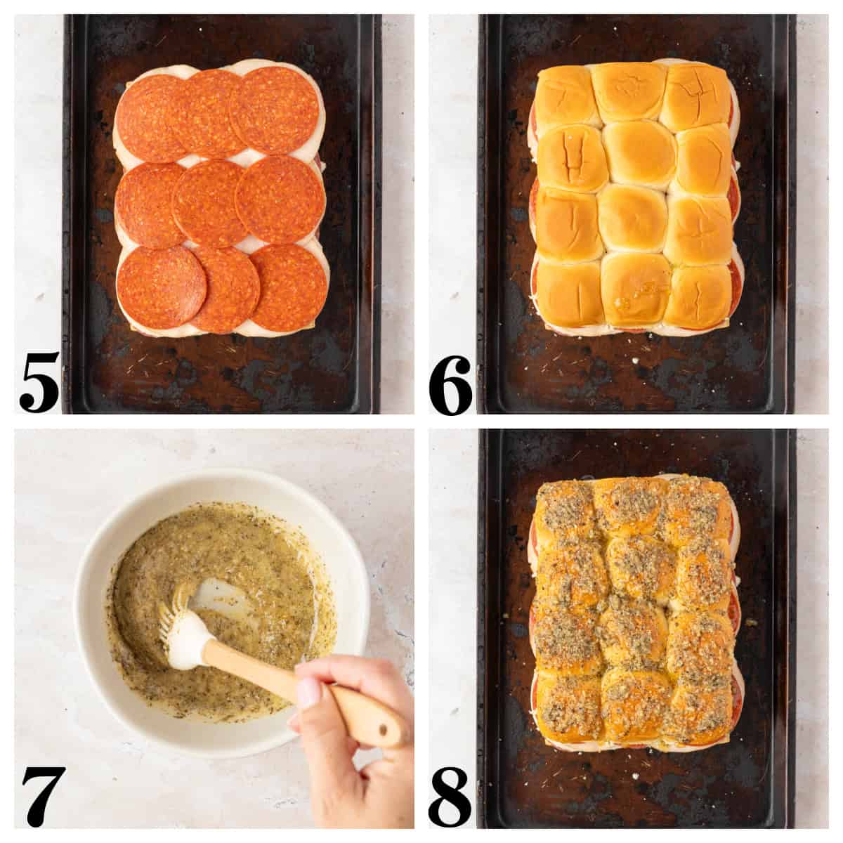 Step by step photos for how to make Italian sliders.