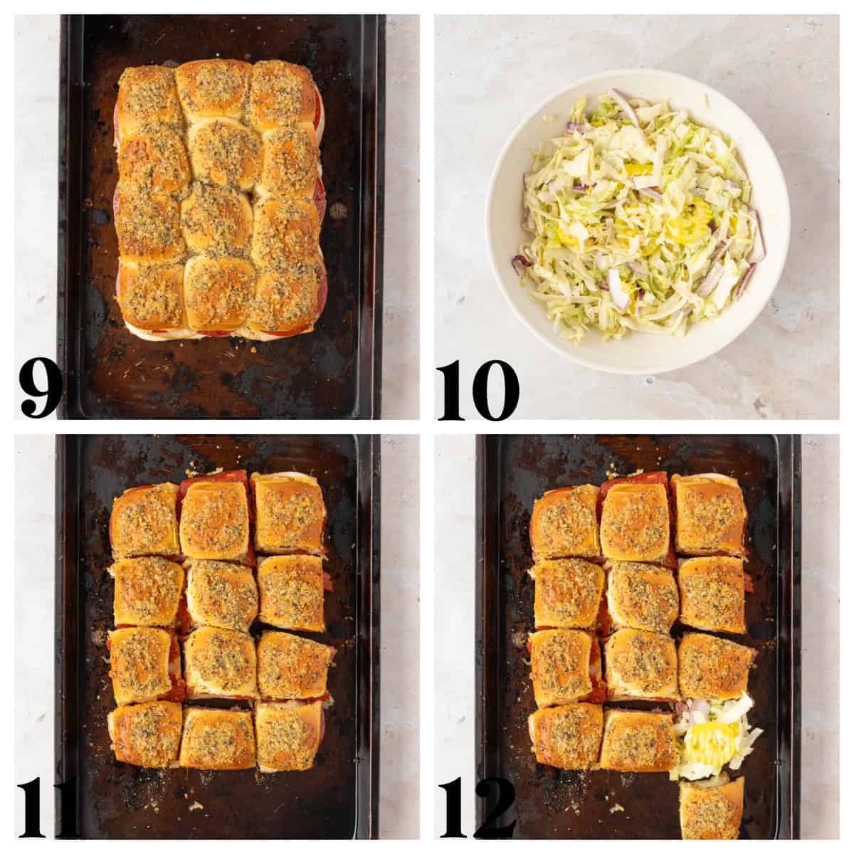 Step by step photos for how to make Italian sliders.