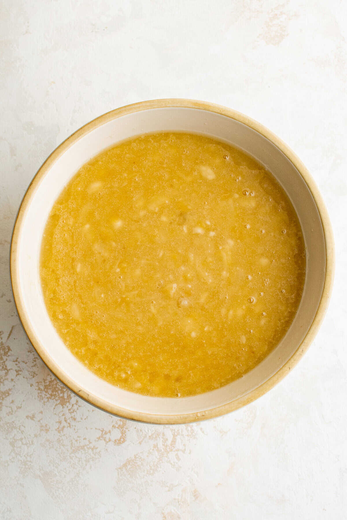 A bowl of cake batter.