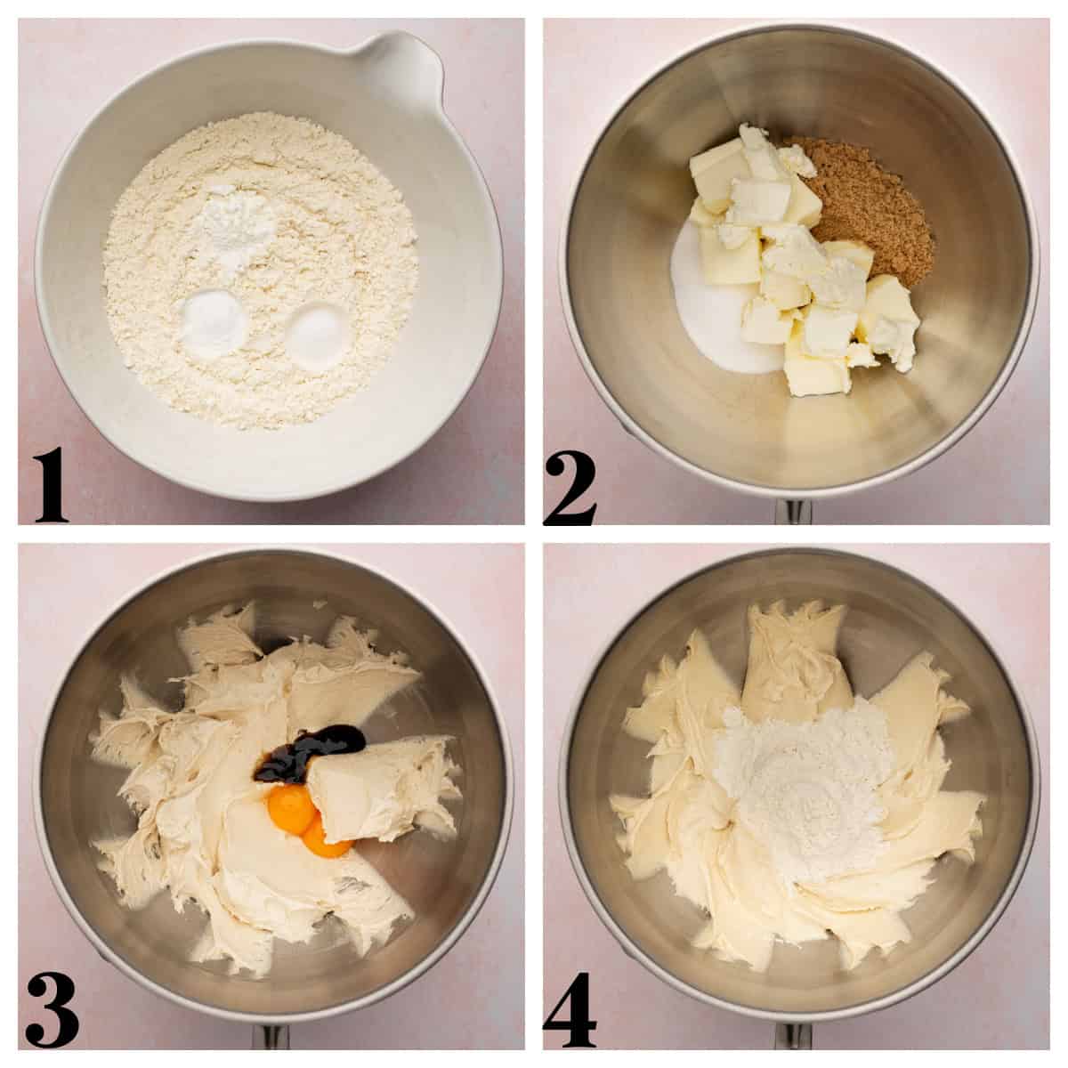 Step by step photos for making strawberry cheesecake cookies.