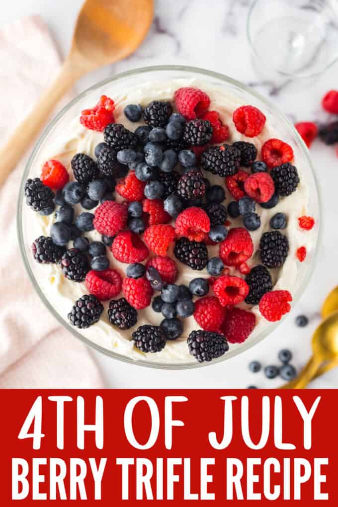 A bowl of mixed berries on top of whipped cream.