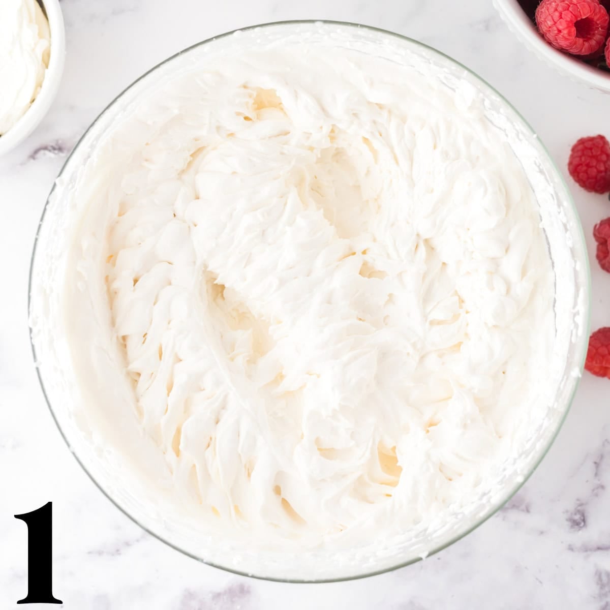 A bowl of whipped cream.