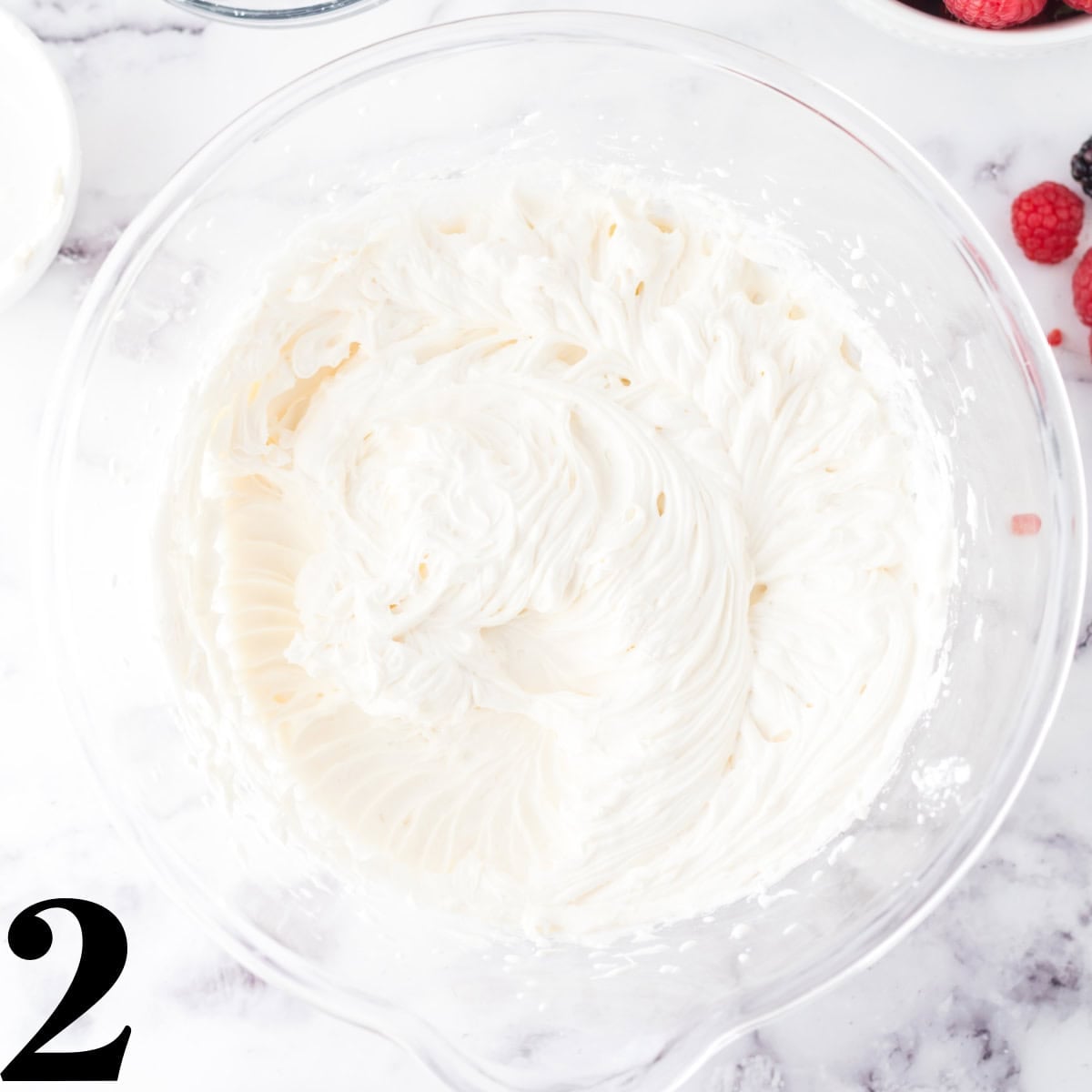 A bowl of whipped cream.