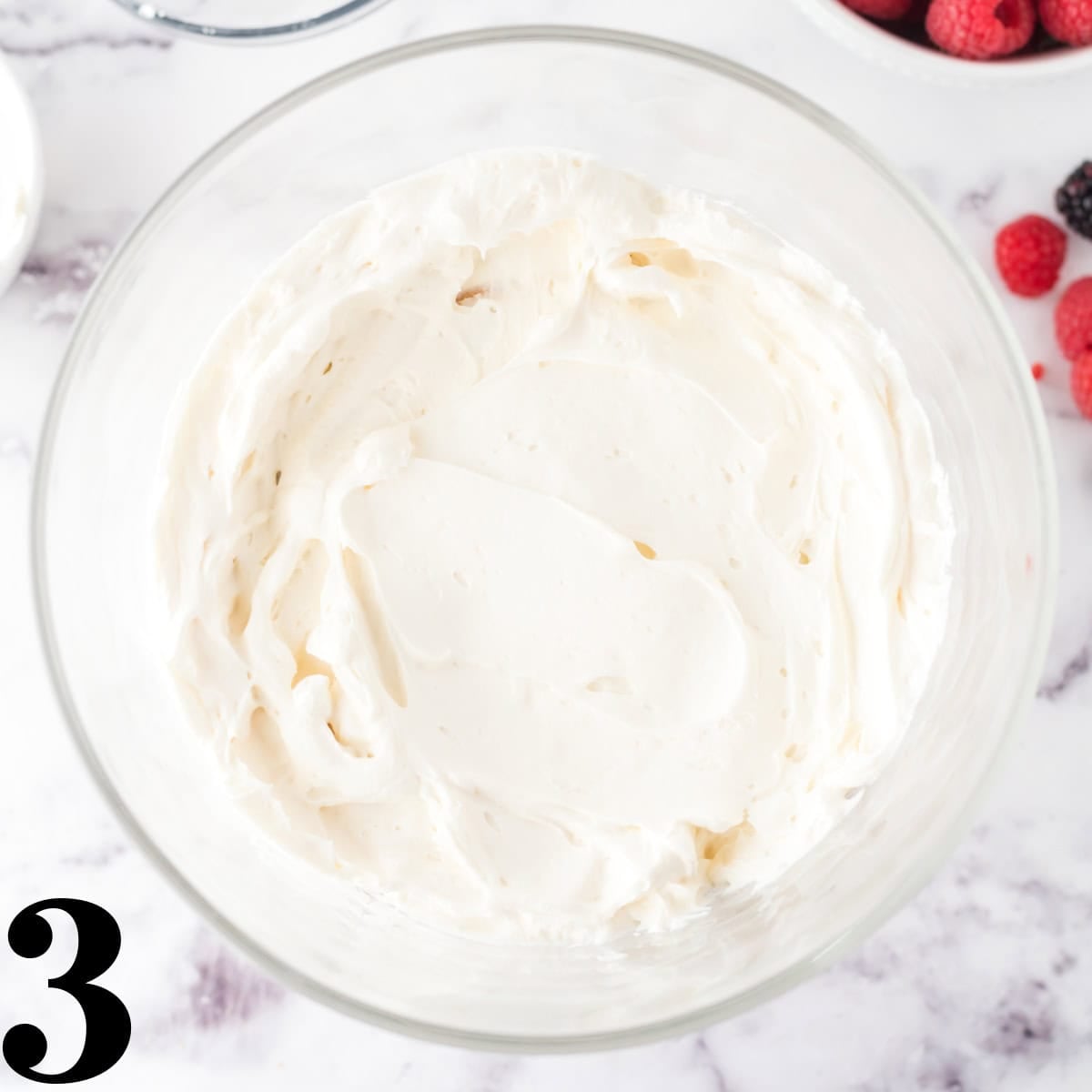 A bowl of whipped cream.