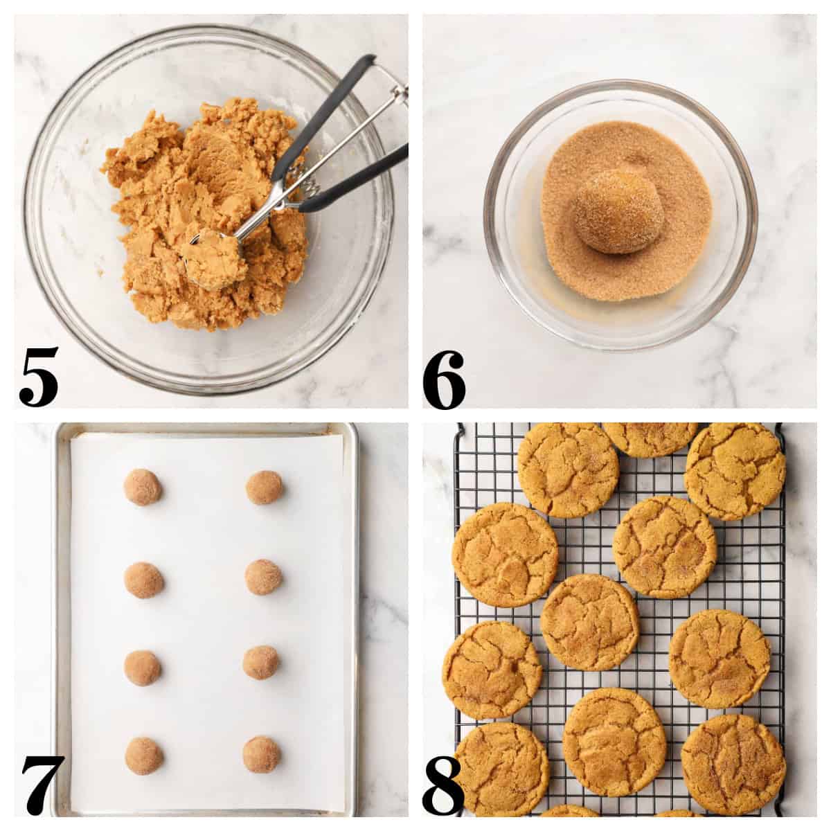 Step by step photos for making pumpkin snickerdoodles.